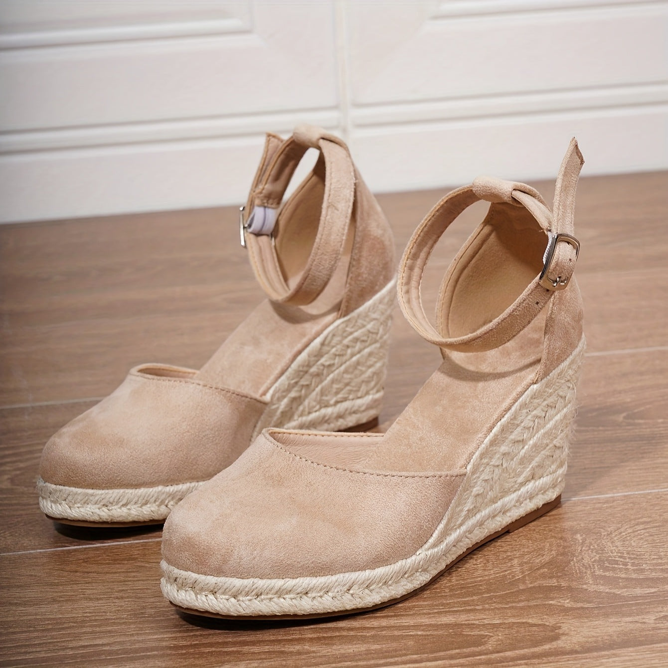 Dames Espadrilles Wedge Sandalen met Gesloten Neus en Enkelbandje
