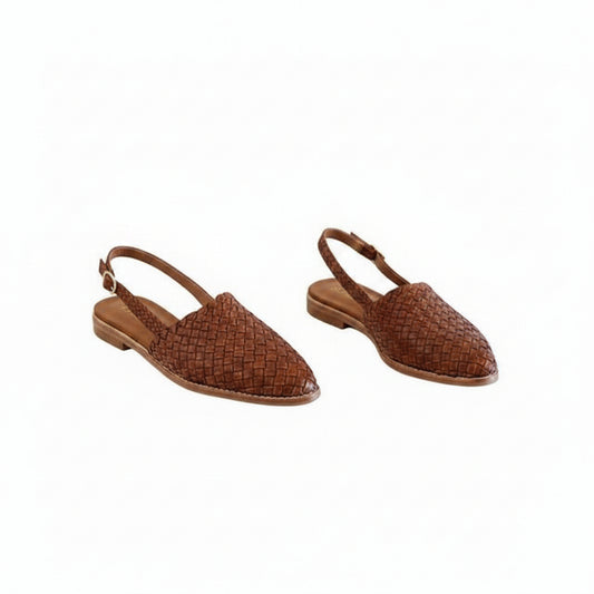 Dames Gevlochten Sandalen met Puntneus en Enkelbandje