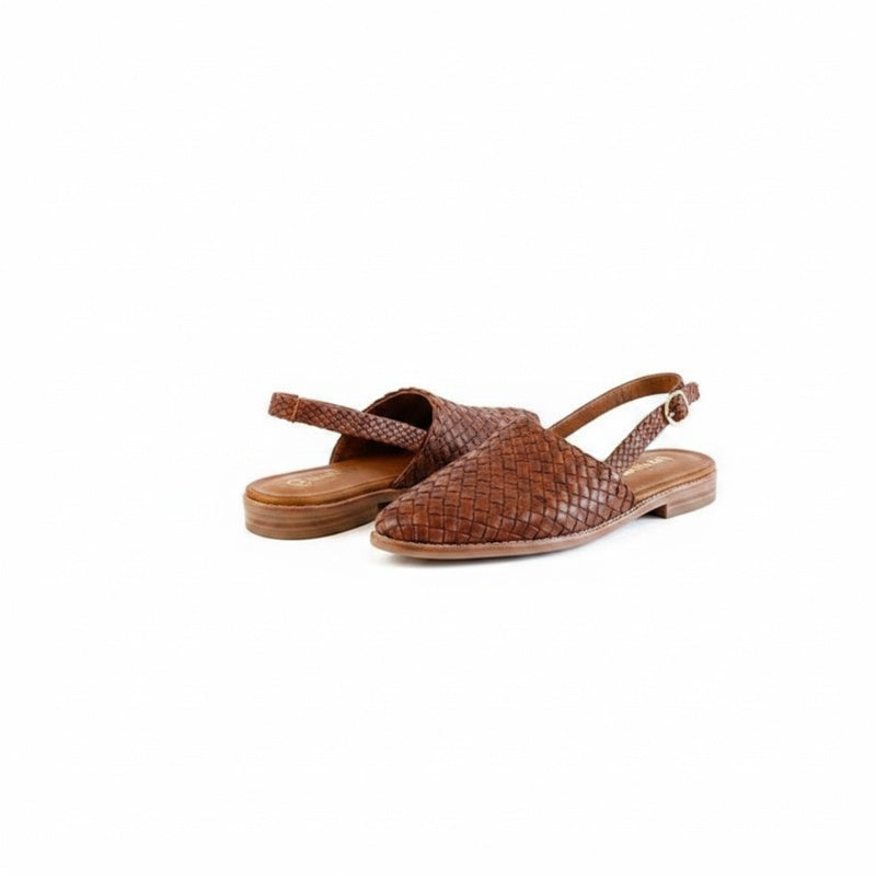 Dames Gevlochten Slingback Flats met Spitse Neus en Gesp