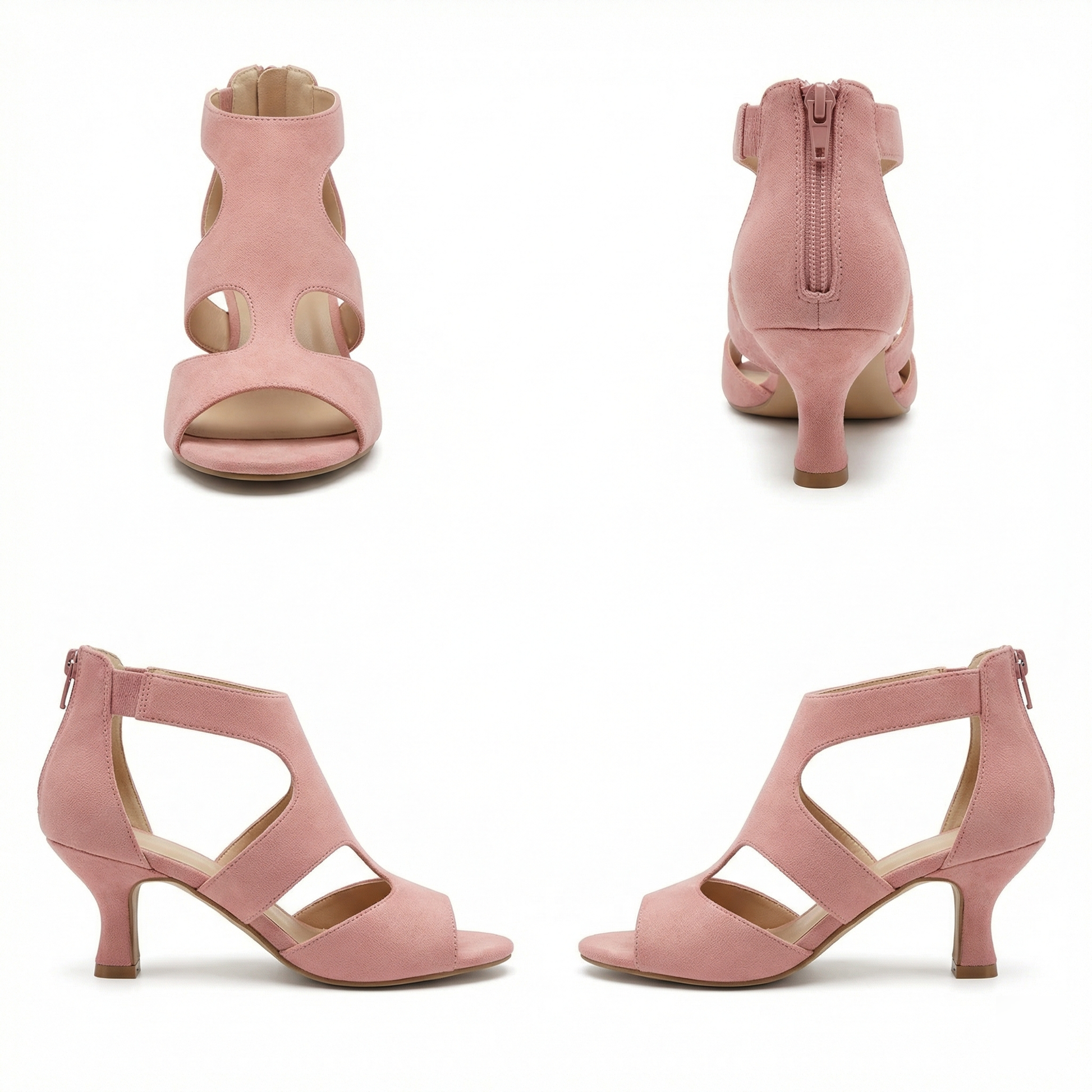 Dames High Heels Sandalen met T-band en Peep Toe Ritssluiting
