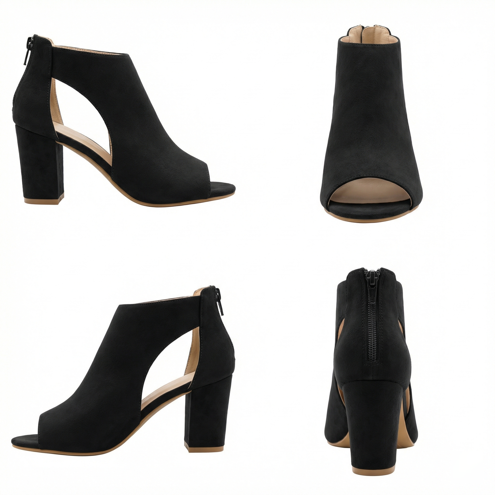 Dames High Heels Sandalen met T-band en Peep Toe Ritssluiting