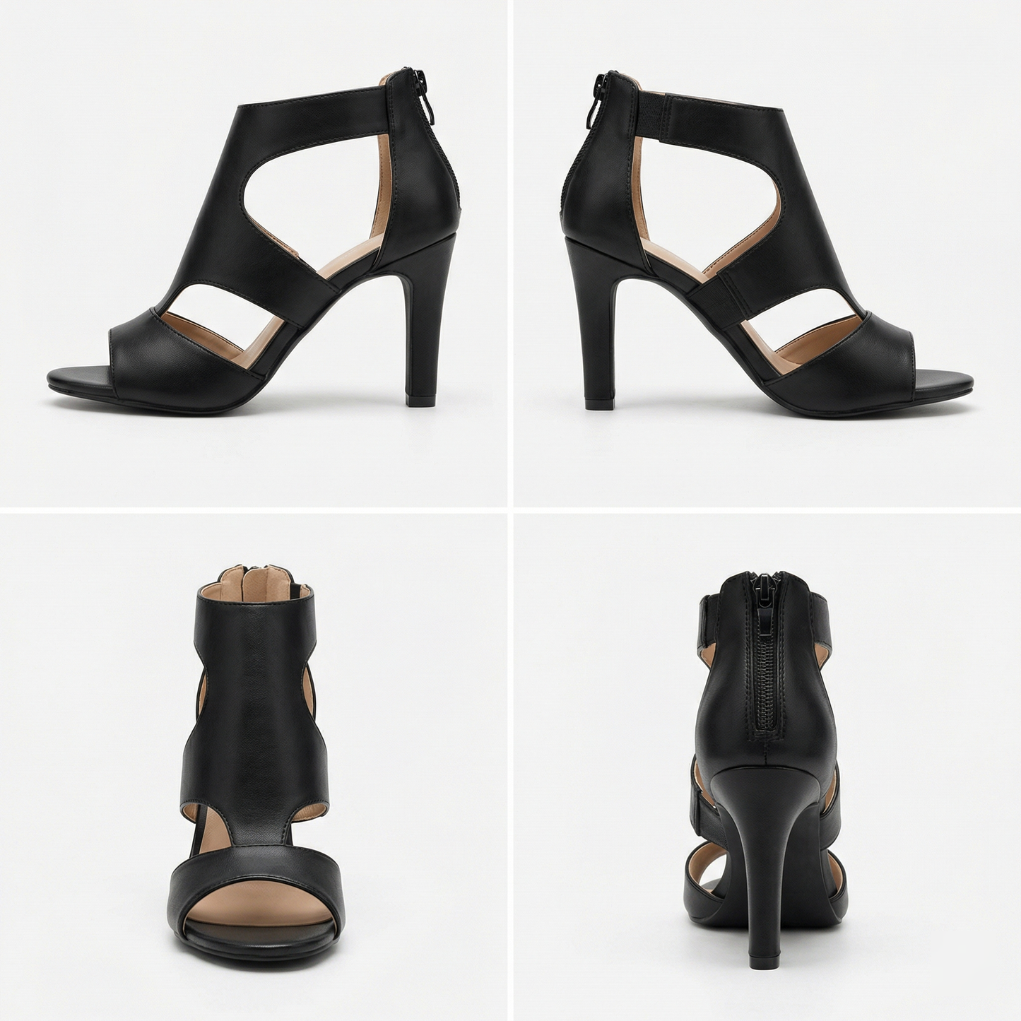 Dames High Heels Sandalen met T-band en Peep Toe Ritssluiting