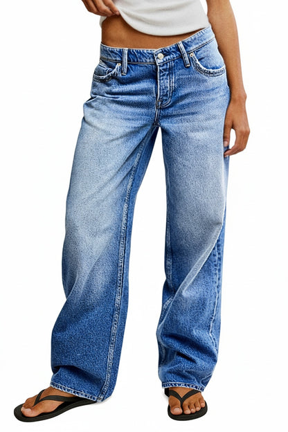 Dames Jeans met Lage Taille en Wide Leg