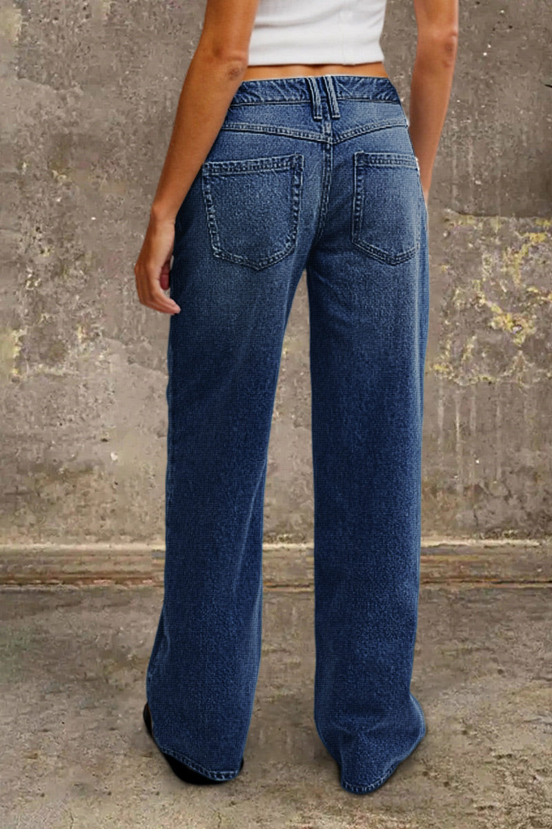 Dames Jeans met Lage Taille en Wide Leg