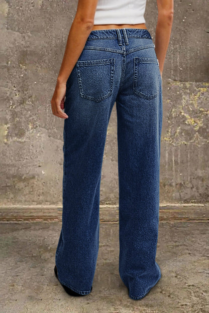 Dames Jeans met Lage Taille en Wide Leg