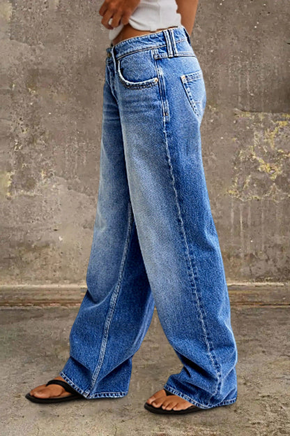 Dames Jeans met Lage Taille en Wide Leg