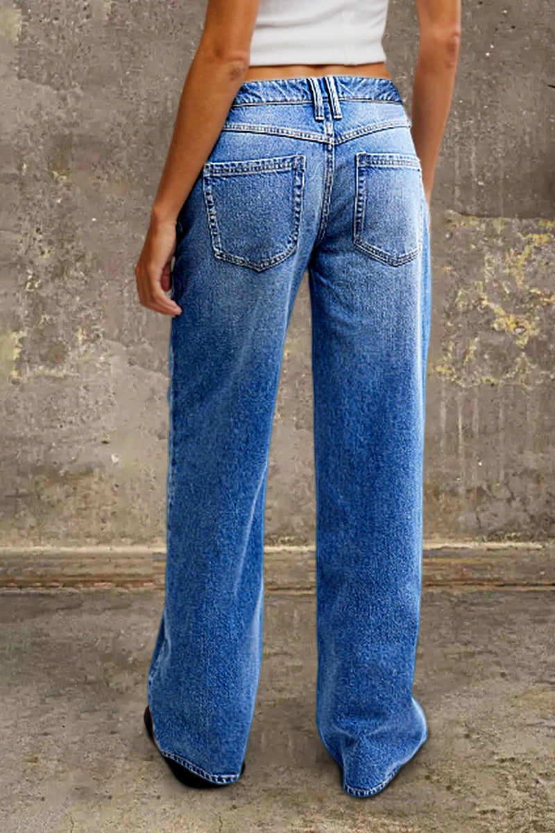 Dames Jeans met Lage Taille en Wide Leg