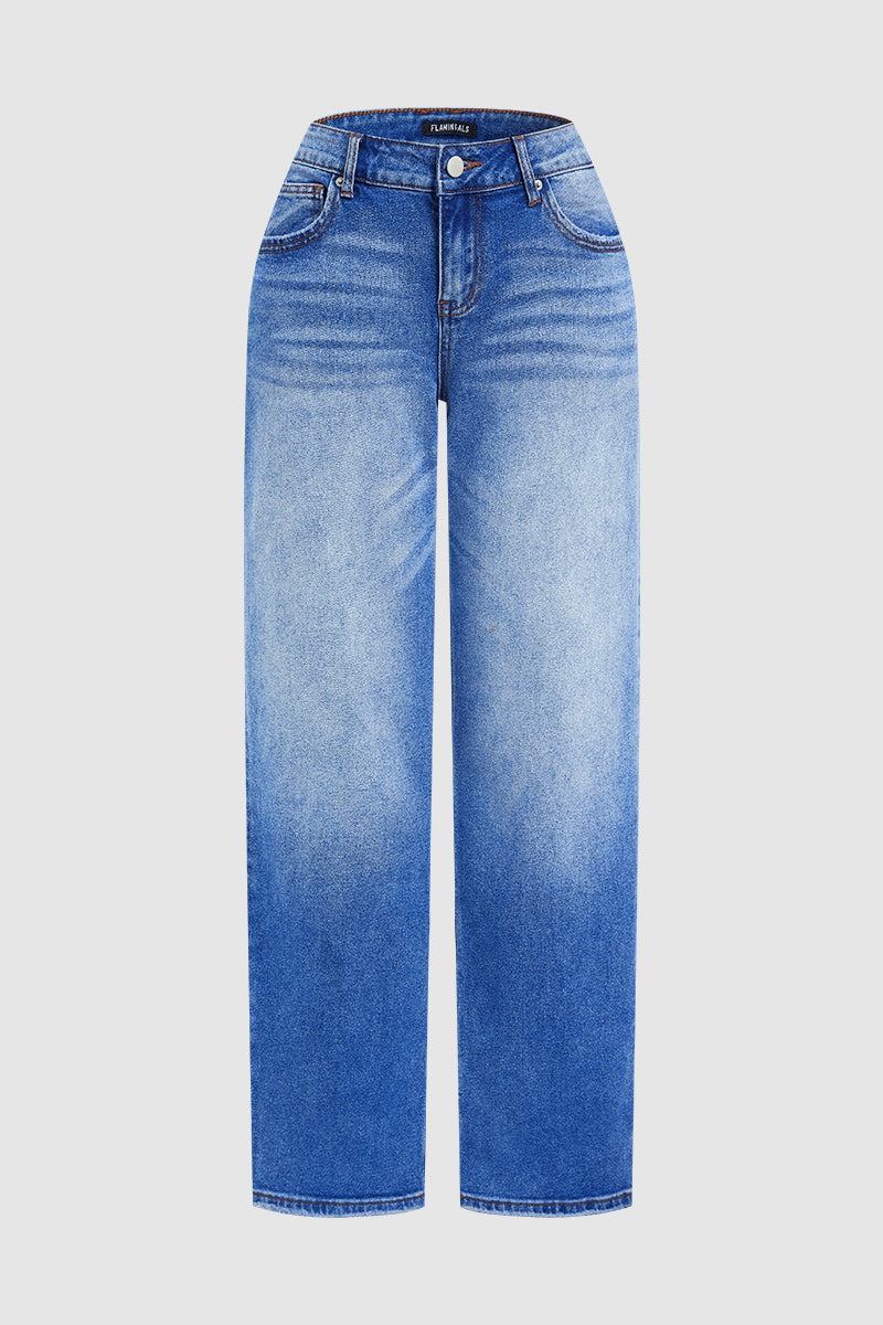 Dames Jeans met Lage Taille en Wide Leg