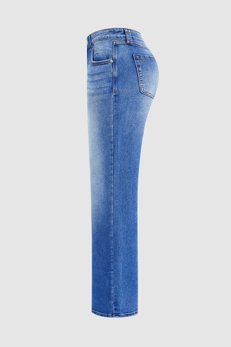 Dames Jeans met Lage Taille en Wide Leg