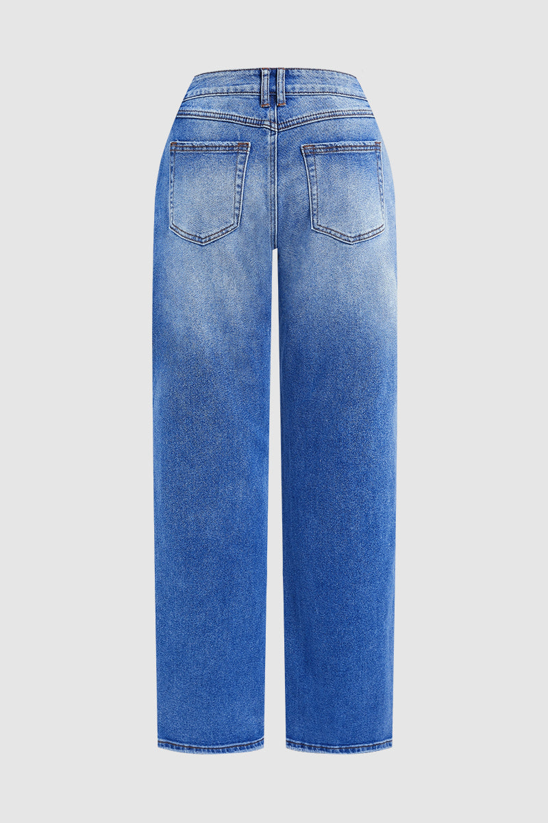 Dames Jeans met Lage Taille en Wide Leg