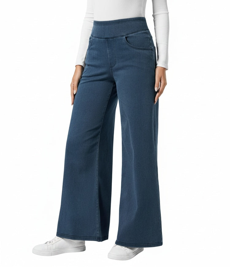 Dames Jeans Wide Leg met Hoge Taille en Elastische Band