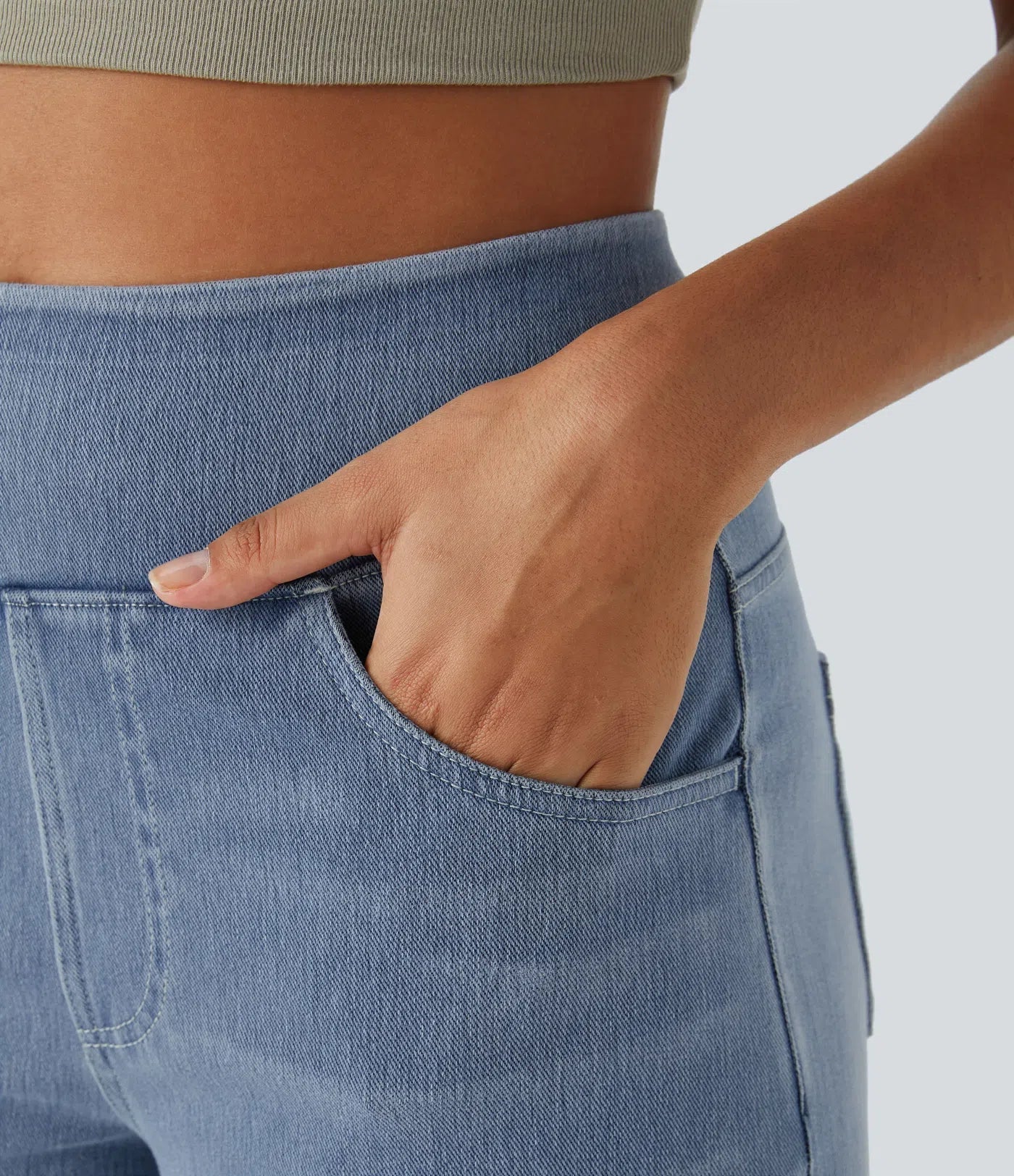 Dames Jeans Wide Leg met Hoge Taille en Elastische Band