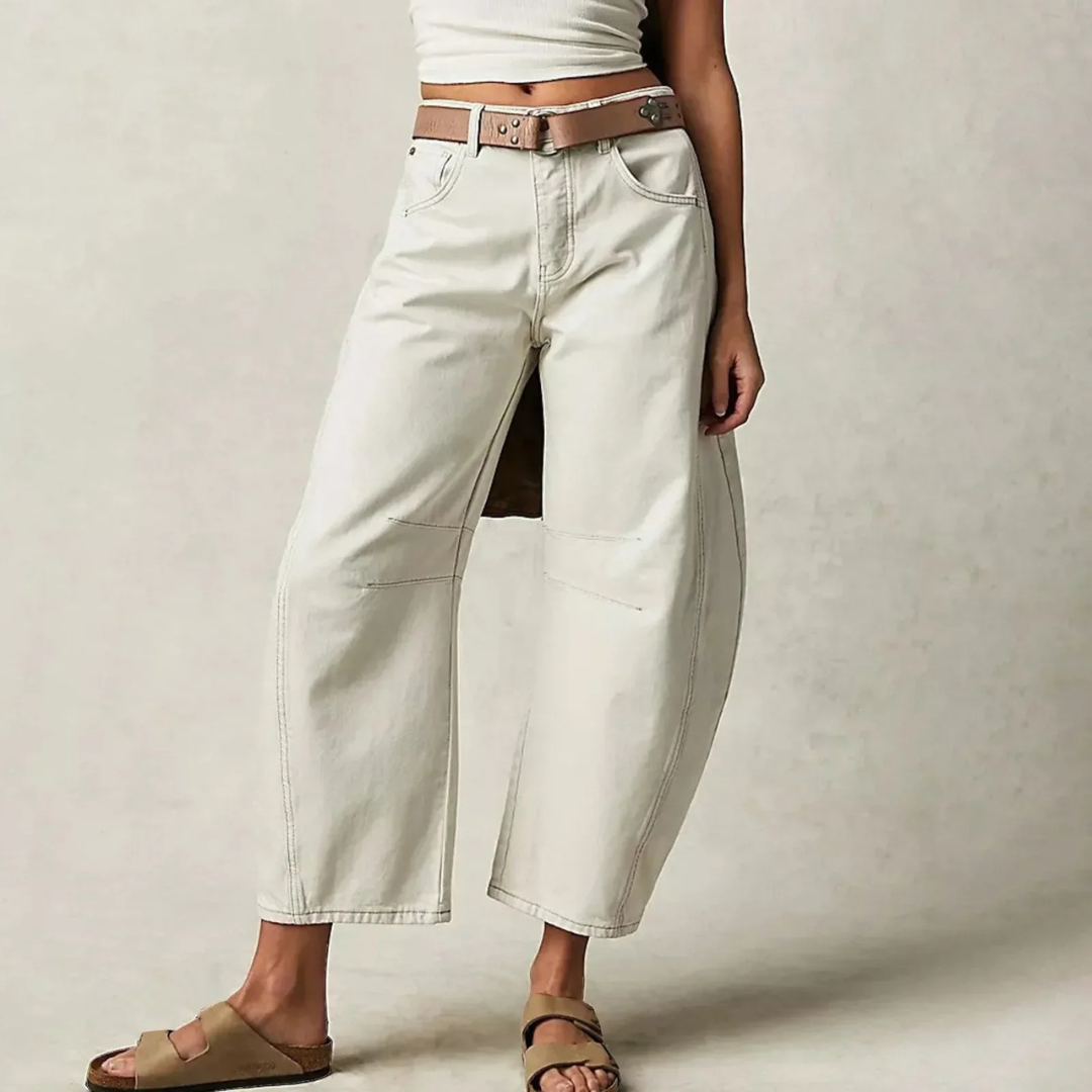 Dames Jeans Wide Leg met Lage Taille en Relaxed Fit Wit