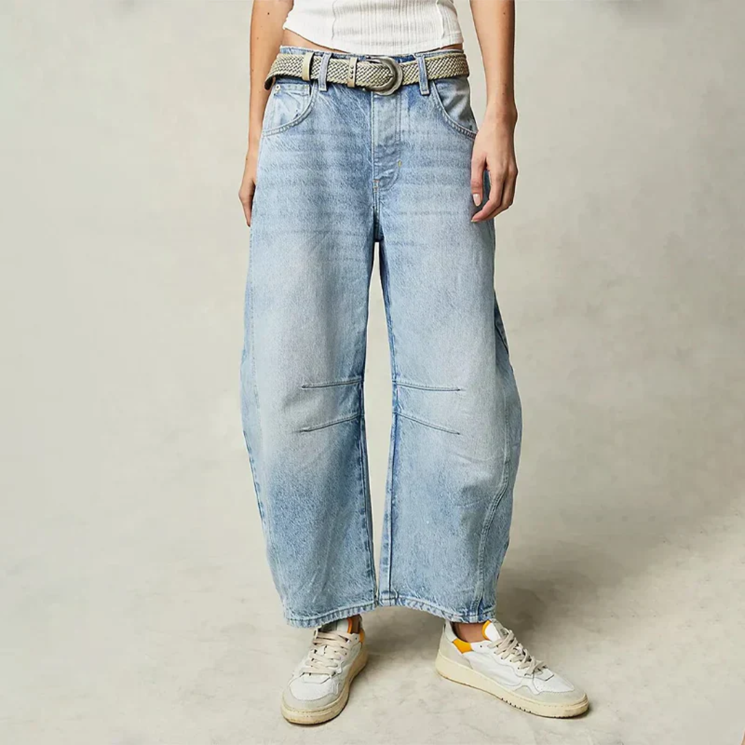 Dames Jeans Wide Leg met Lage Taille en Relaxed Fit Lichtblauw