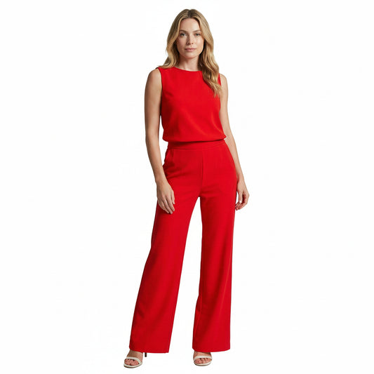 Dames Jumpsuit Mouwloos met Ronde Hals en Wijde Pijpen