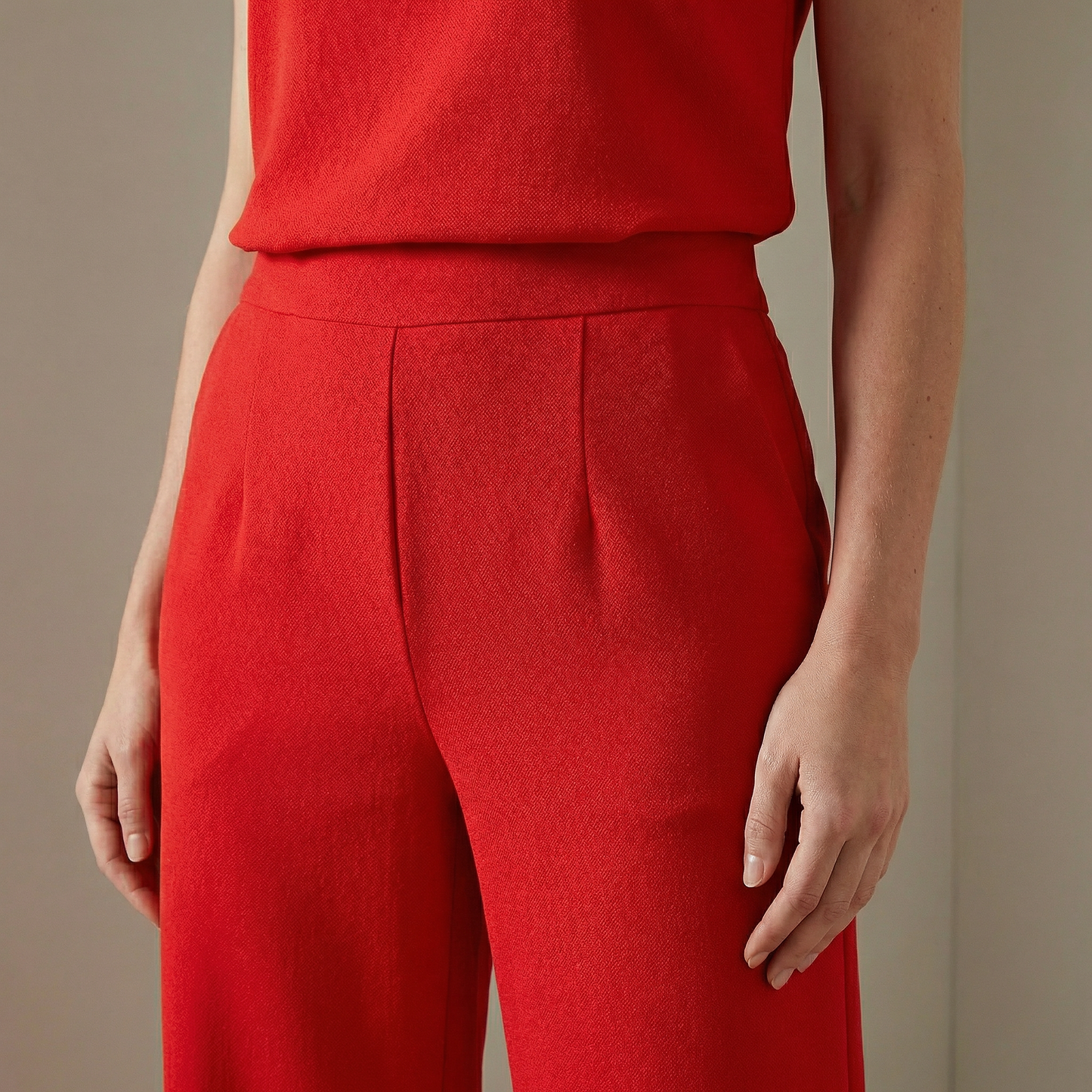 Dames Jumpsuit Mouwloos met Ronde Hals en Wijde Pijpen