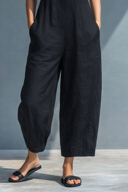Dames Jumpsuit Mouwloos met Wijde Pijpen en Knoopsluiting