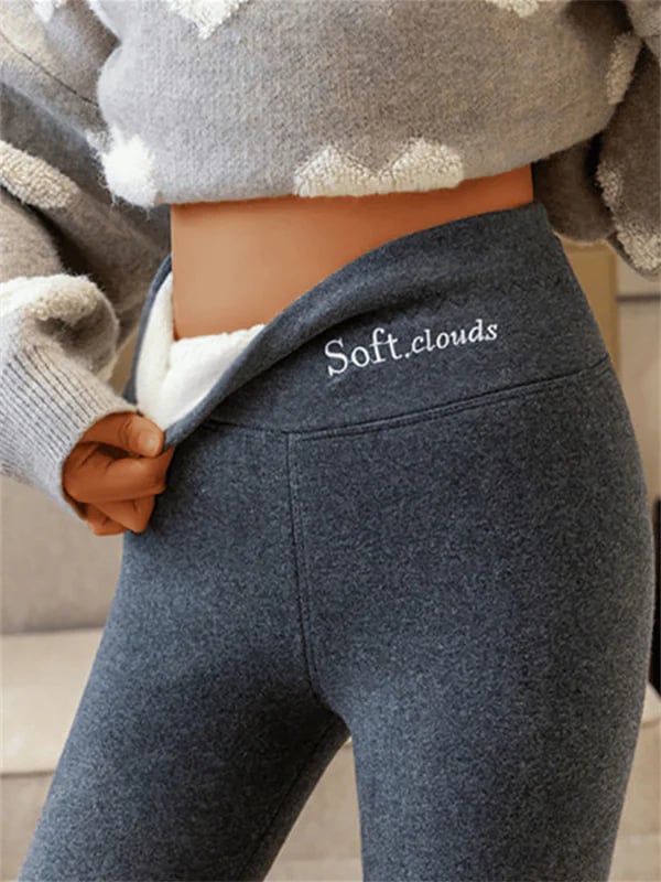 Dames Legging met Fleece Binnenvoering en Hoge Taille Donkergrijs