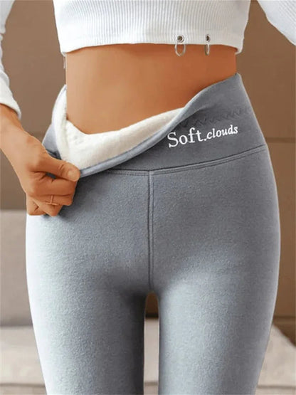 Dames Legging met Fleece Binnenvoering en Hoge Taille Grijs