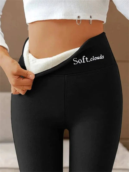 Dames Legging met Fleece Binnenvoering en Hoge Taille Zwart