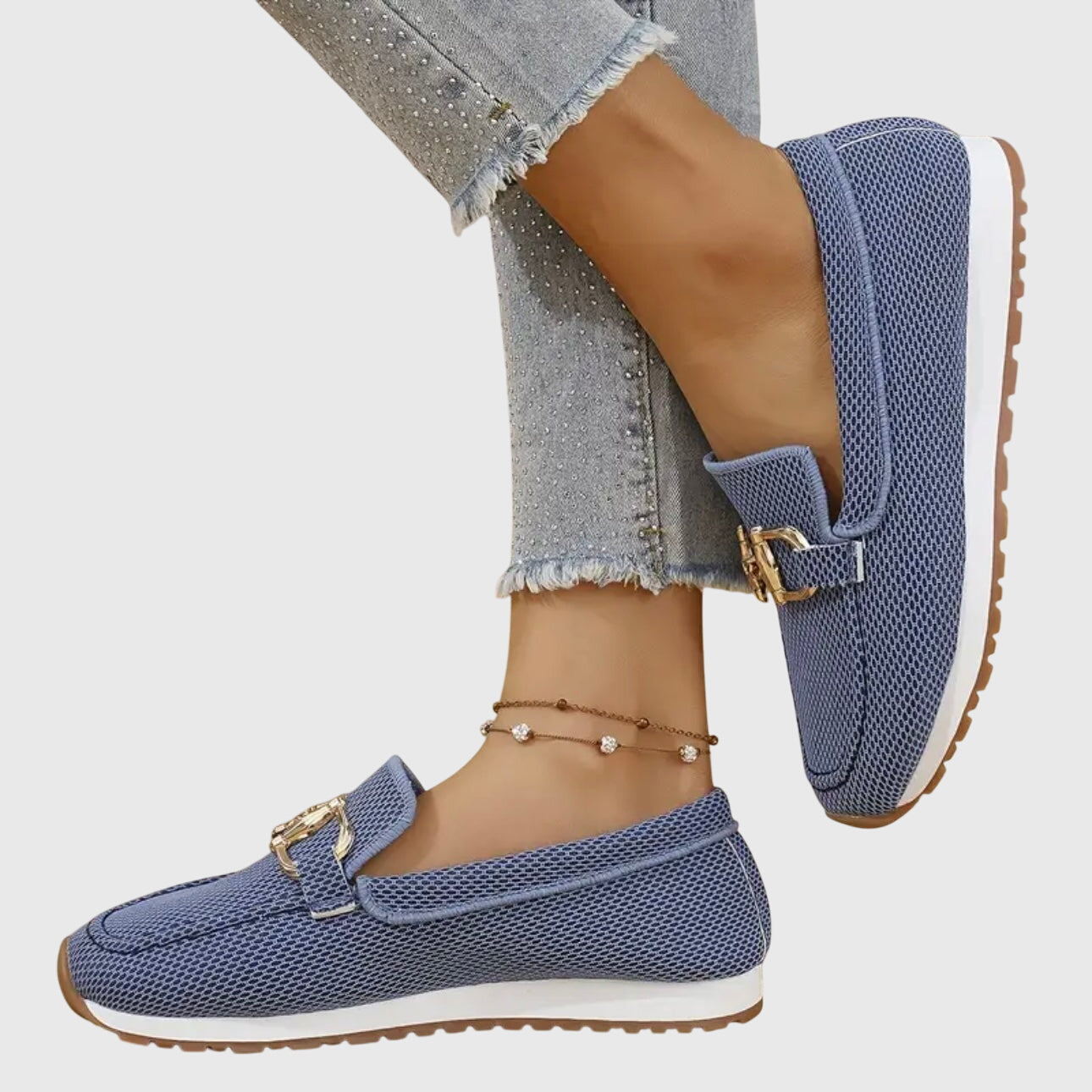 Dames Loafers met Gouden Gesp en Plateauzool