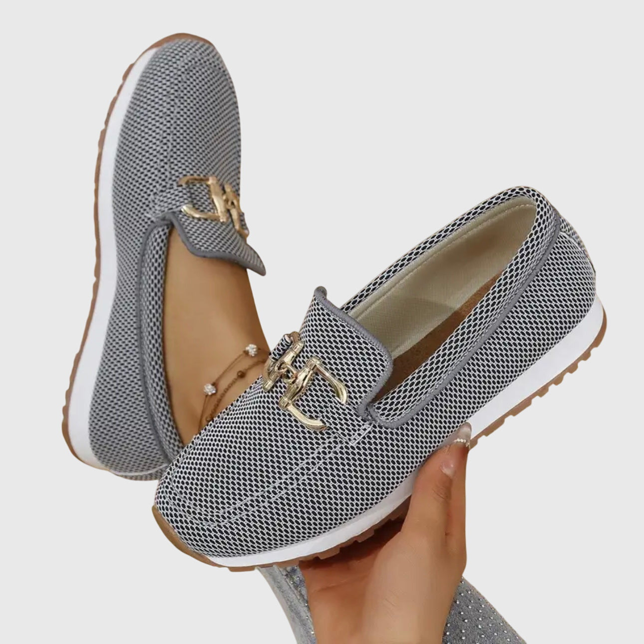 Dames Loafers met Gouden Gesp en Plateauzool