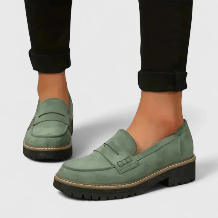 Dames Loafers met Profielzool en Penny Strap Groen