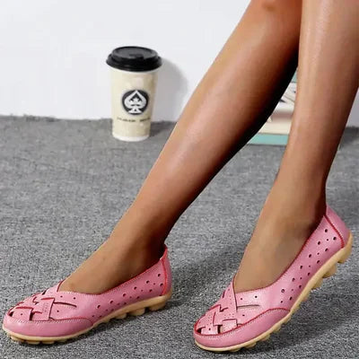 Dames Loafers met Uitgesneden Design en Platte Zool Roze