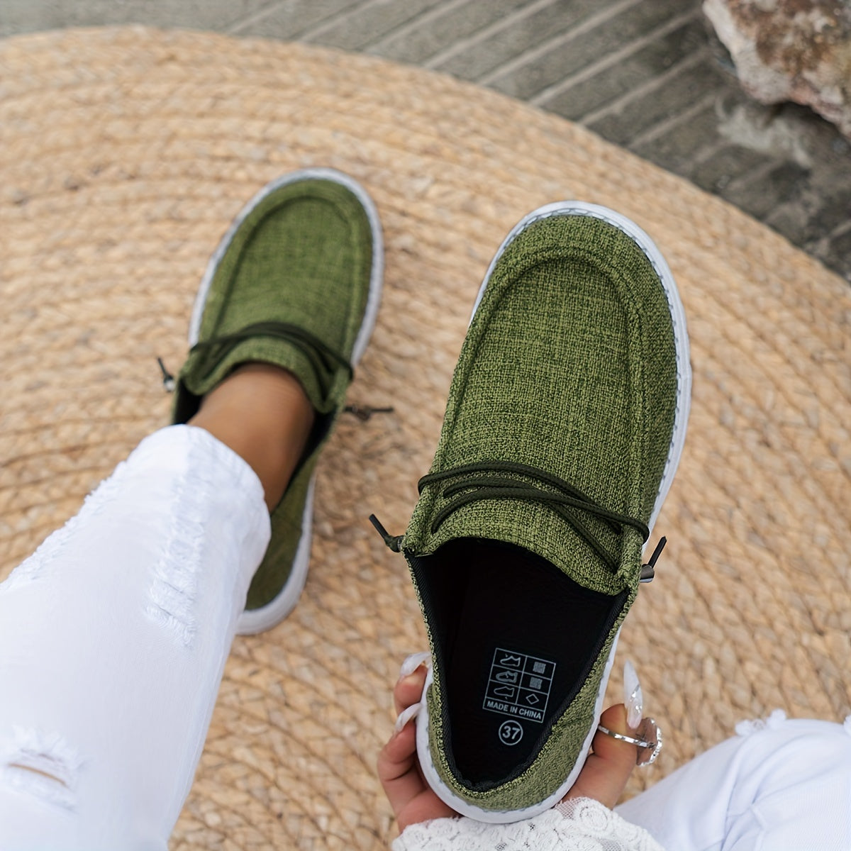 Dames Loafers met Vetersluiting en Witte Zool