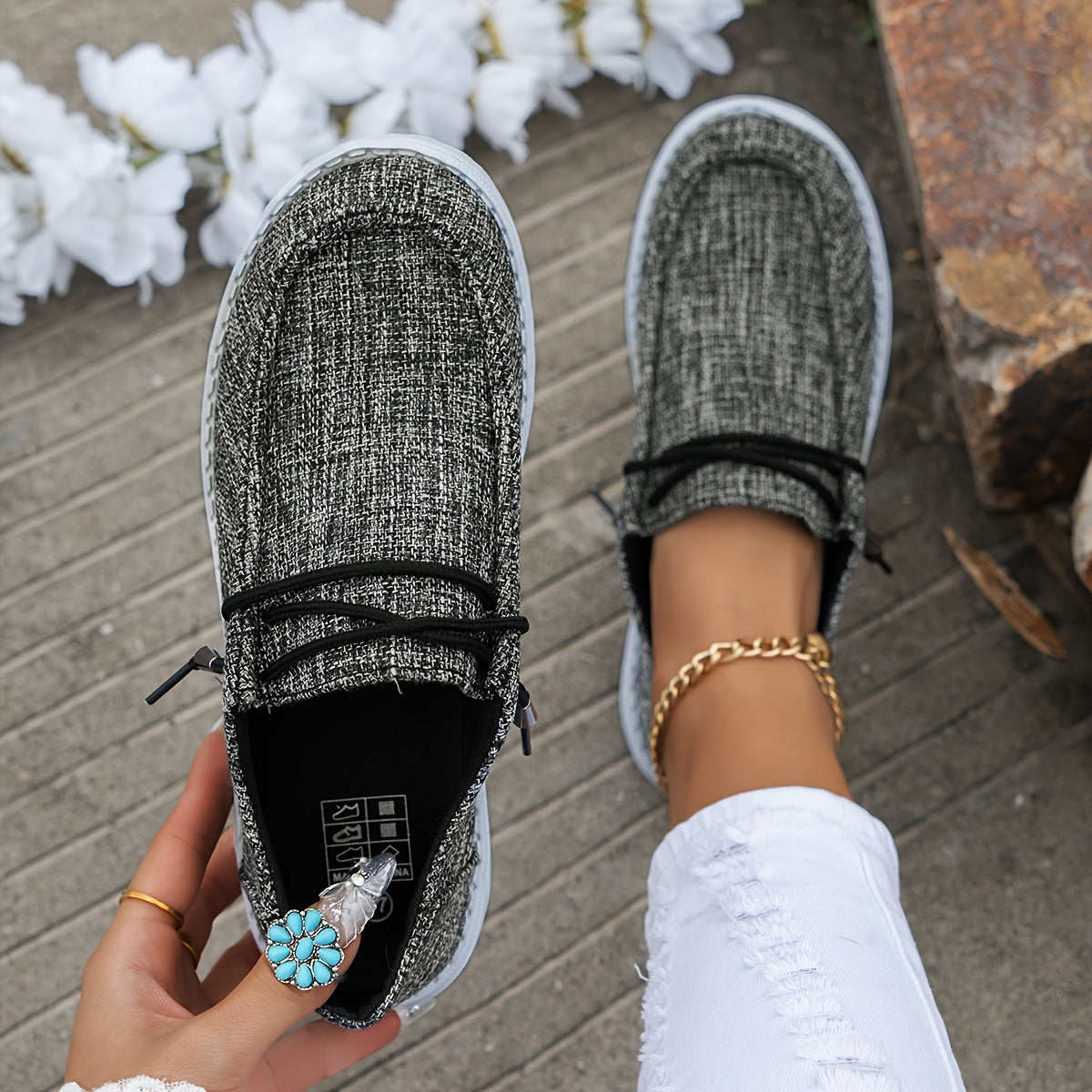 Dames Loafers met Vetersluiting en Witte Zool