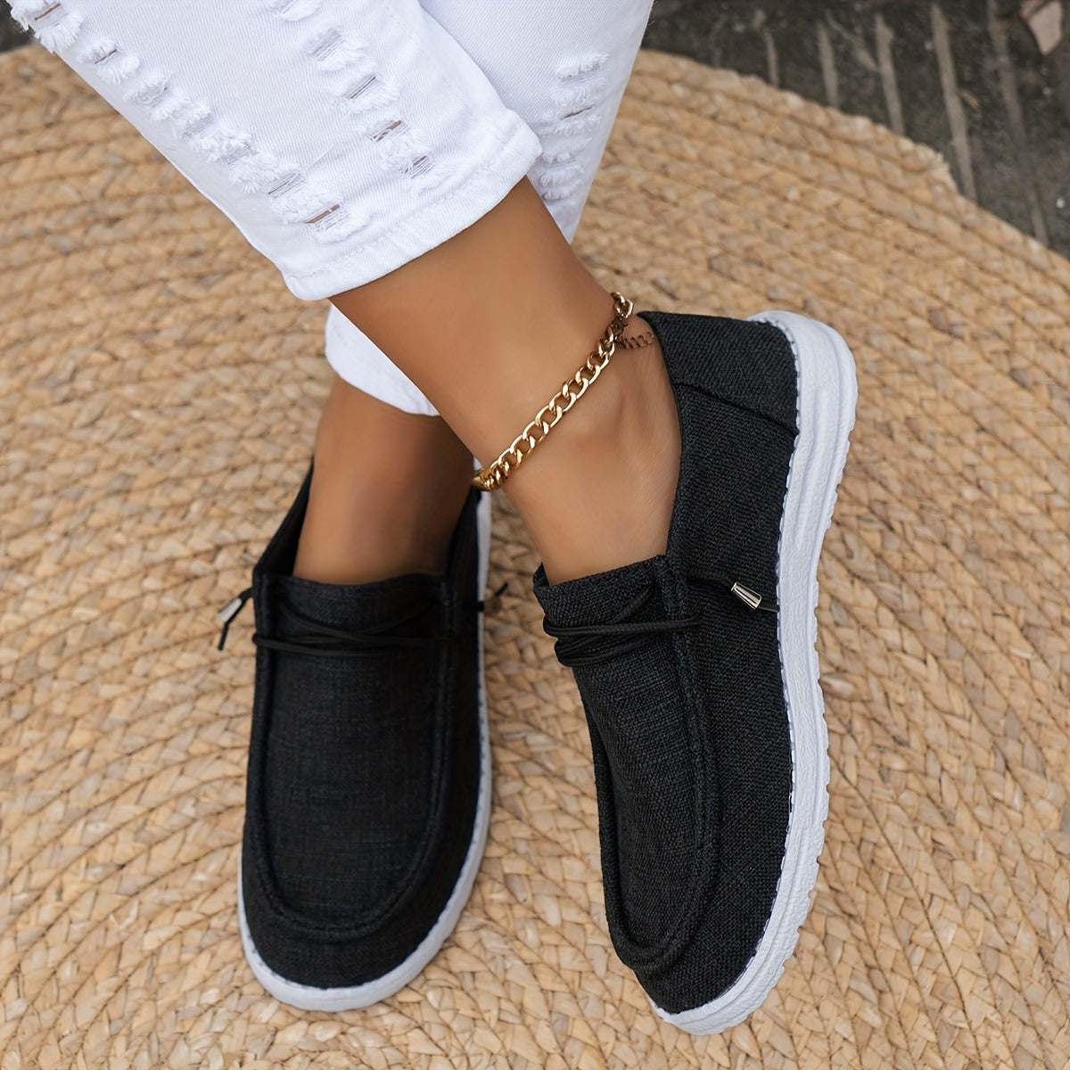 Dames Loafers met Vetersluiting en Witte Zool