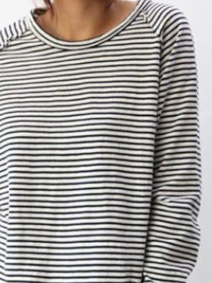 Dames Longsleeve Shirt met Ronde Hals en Horizontale Strepen