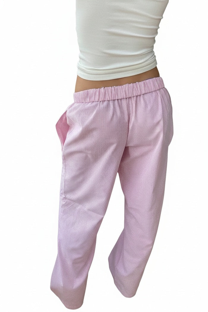 Dames Losse Broek met Elastische Tailleband en Streepdesign