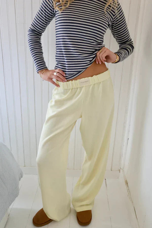Dames Losse Broek met Elastische Tailleband en Streepdesign