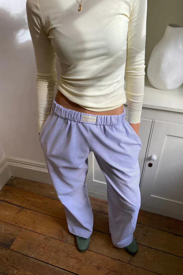 Dames Losse Broek met Elastische Tailleband en Streepdesign