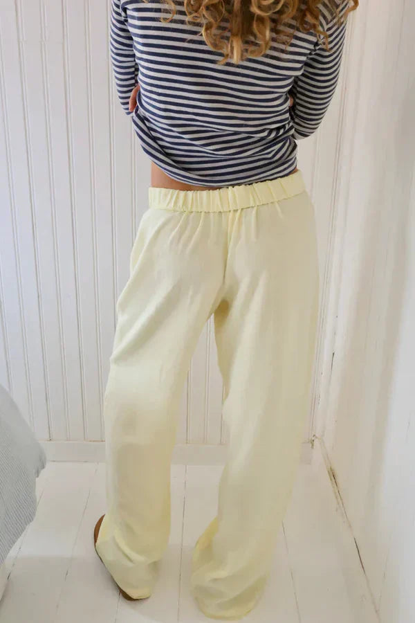 Dames Losse Broek met Elastische Tailleband en Streepdesign