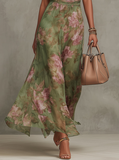 Dames Maxi Jurk met Halternek en Bloemenprint