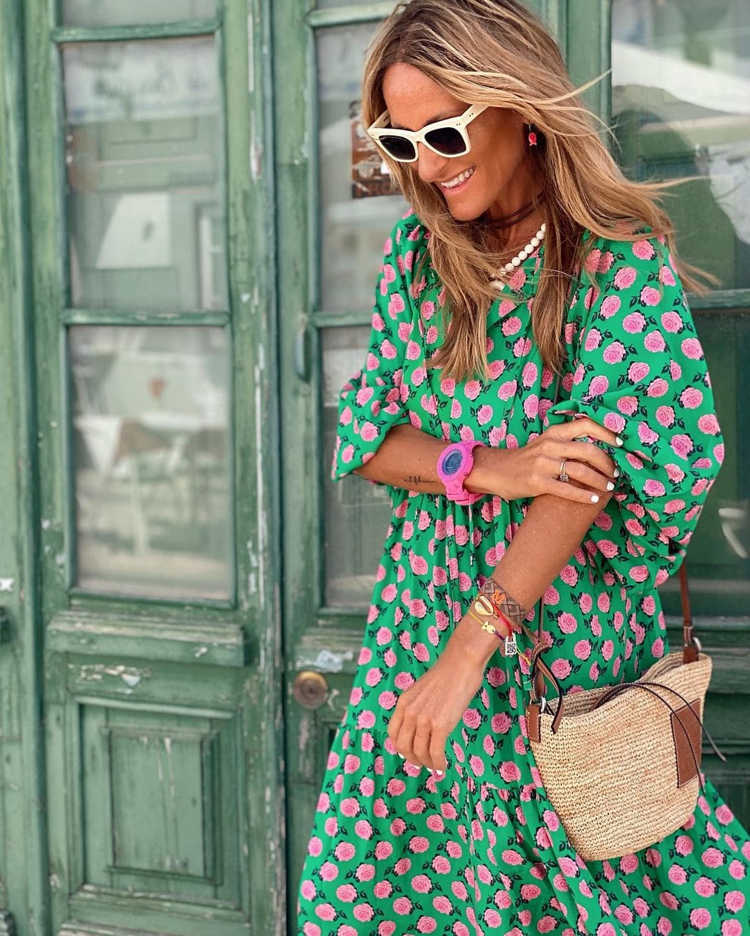 Dames Maxi Jurk met V-hals en Bloemenprint Oversized