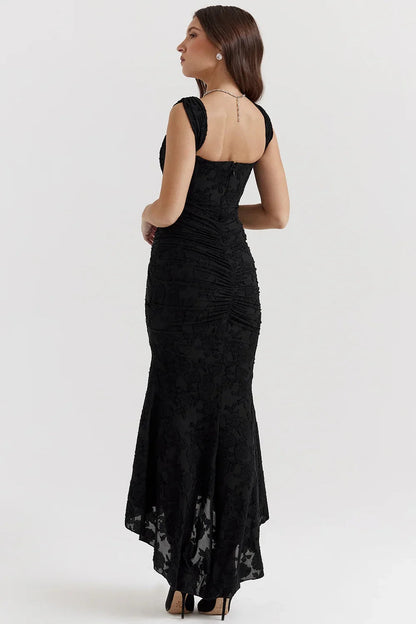 Dames Maxi Jurk Mouwloos met Bloemenprint en Corset Bodice
