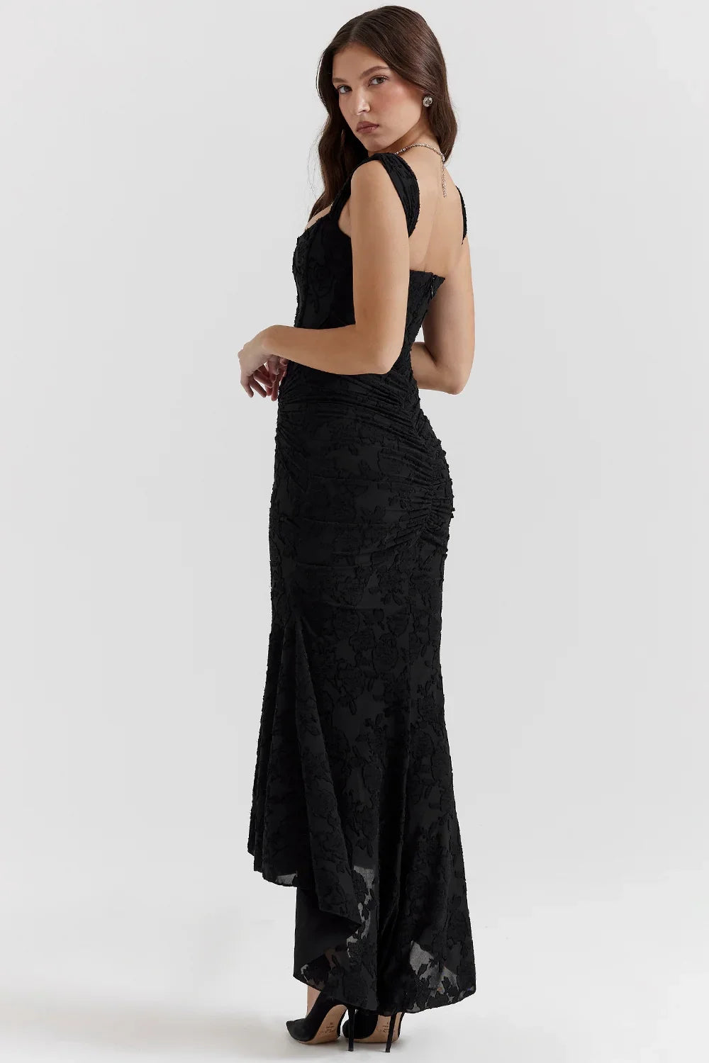 Dames Maxi Jurk Mouwloos met Bloemenprint en Corset Bodice