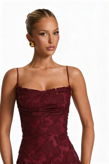 Dames Maxi Jurk Mouwloos met Cowl-hals en Bloemenpatroon