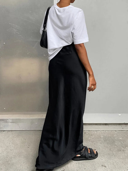Dames Maxi Rok met Hoge Taille en Wijdvallende Snit