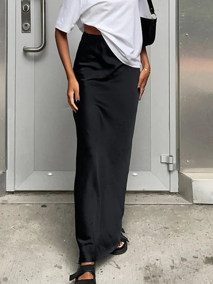 Dames Maxi Rok met Hoge Taille en Wijdvallende Snit