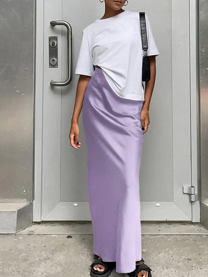 Dames Maxi Rok met Hoge Taille en Wijdvallende Snit