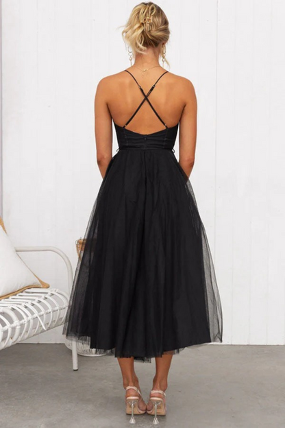 Dames Midi Jurk met Corset en Tule Rok voor Bruiloften en Avondgelegenheden