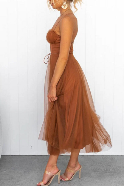 Dames Midi Jurk met Corset en Tule Rok voor Bruiloften en Avondgelegenheden