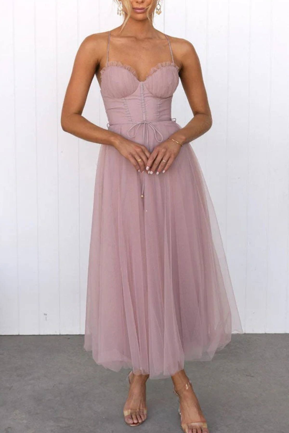 Dames Midi Jurk met Corset en Tule Rok voor Bruiloften en Avondgelegenheden