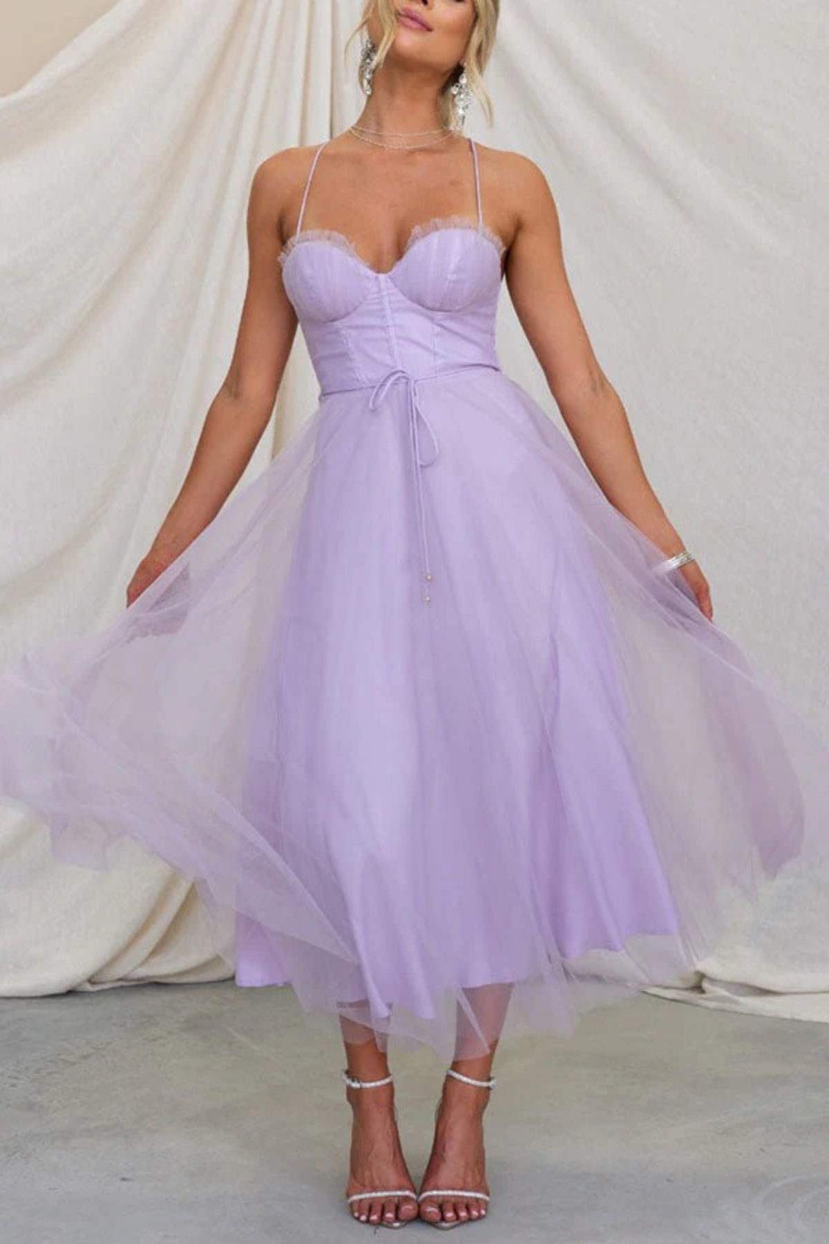 Dames Midi Jurk met Corset en Tule Rok voor Bruiloften en Avondgelegenheden