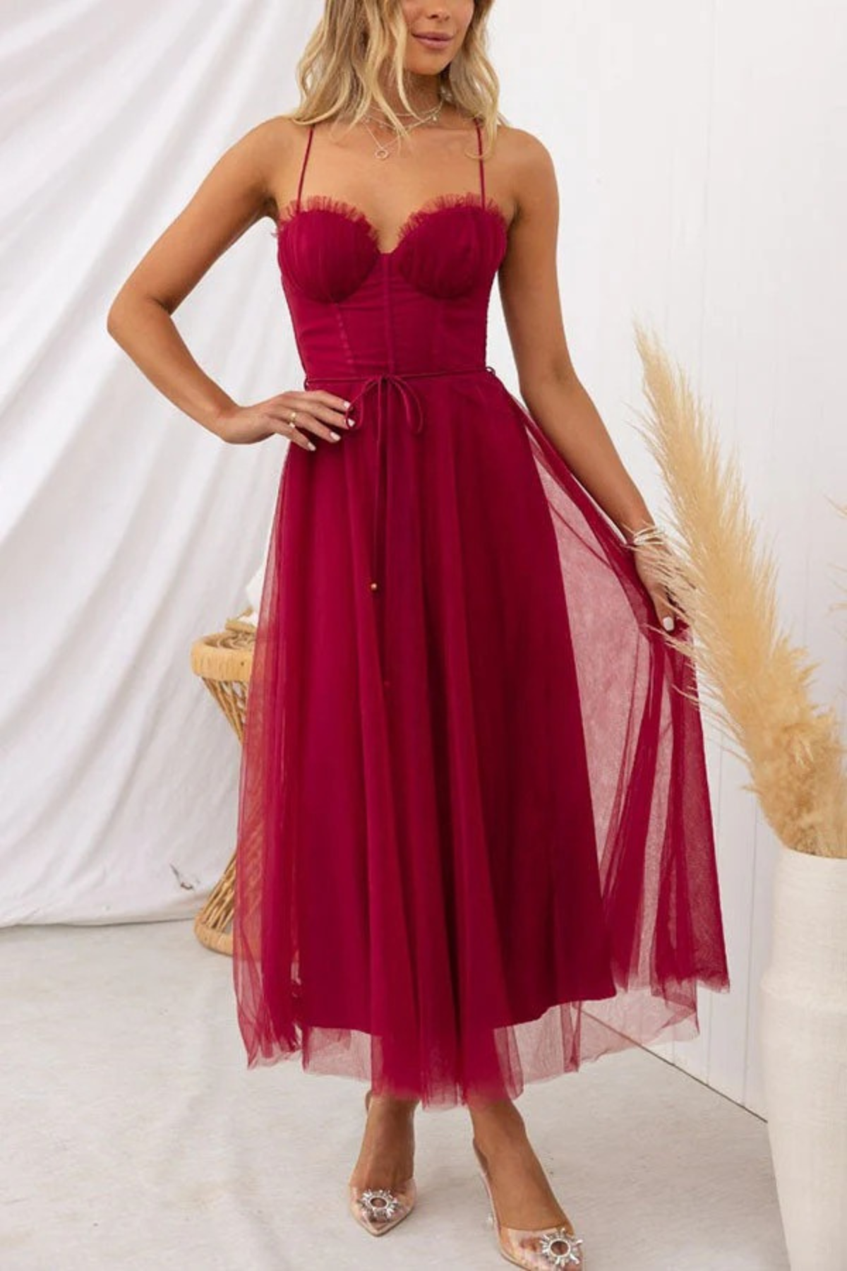 Dames Midi Jurk met Corset en Tule Rok voor Bruiloften en Avondgelegenheden