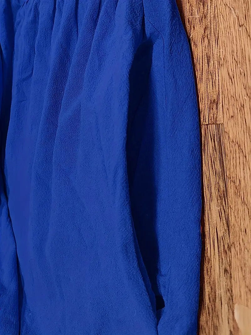 Dames Midi Jurk met Korte Mouwen, Zakken en Geplooide Rok